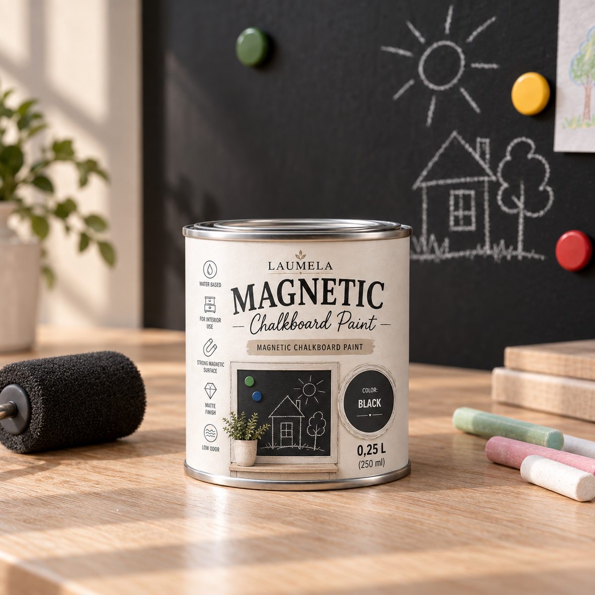 „Laumela Vintage“ magnetinių kreidinės lentos dažų 0,25 l skardinė