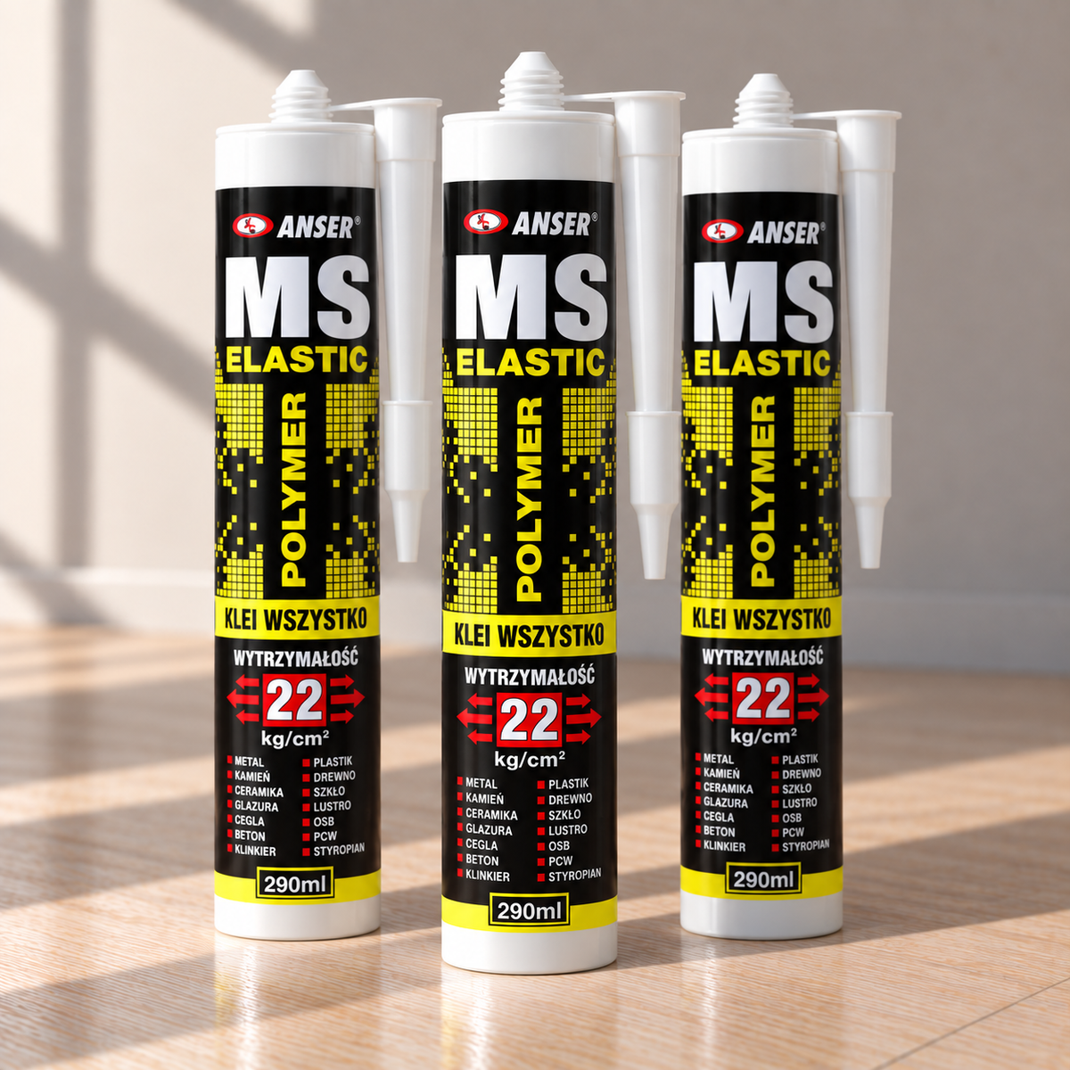 Trys „MS Elastic“ 290 ml klijų kartušai