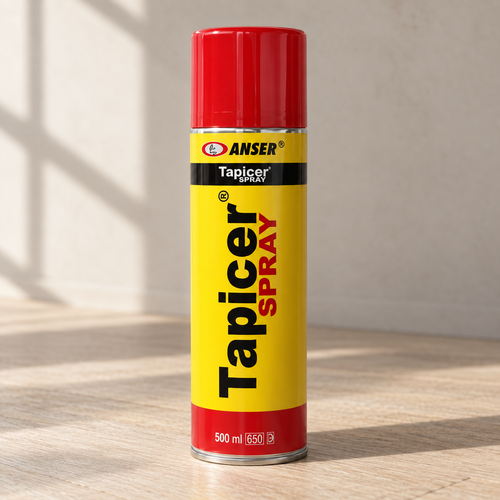 Kontaktinių klijų „Tapicer Spray“ 500 ml balionėlis ant šviesių ąžuolinių grindų